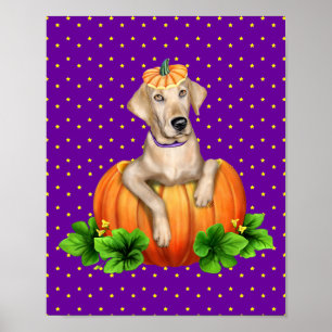Poster Labr-O-Lanterne jaune de Labrador