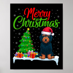 Poster Labradoodé Chien Noël Lumières des arbres de Noël 