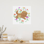 Poster Labradoodle avec fleurs Illustration (Cuisine)