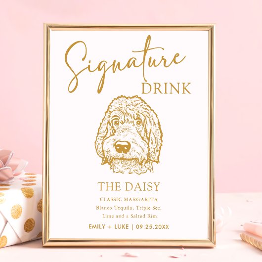 Poster Labradoodle Chien Mariage Signature Boire Signet