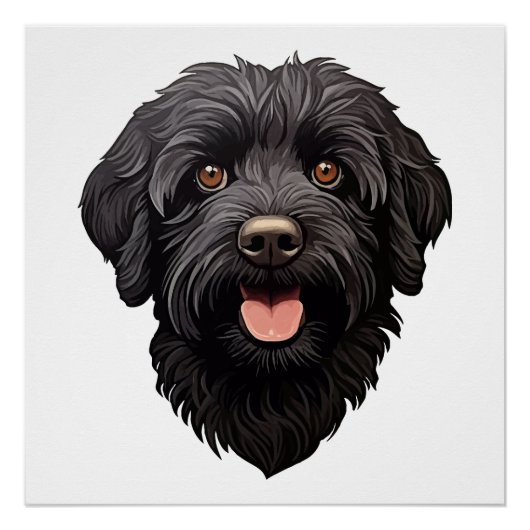 Poster Labradoodle Chien noir (Devant)