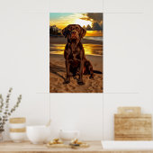 Poster Labrador au chocolat au coucher du soleil (Cuisine)