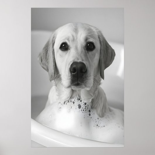Poster Labrador Bubble Bath Print, Funny Dog Bathroom Art (Devant)