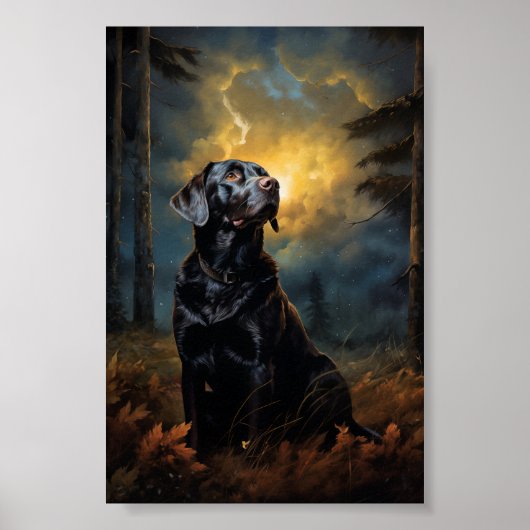 Poster Labrador de chocolat la nuit (Devant)
