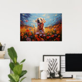 Poster Labrador en fleurs (Bureau à domicile)