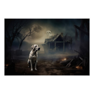 Poster Labrador Halloween Épouvantable