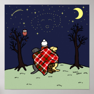 Poster Labrador Mom and Starry Sky