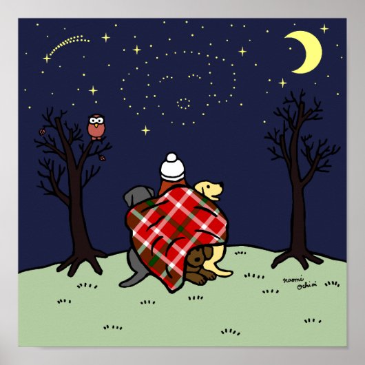 Poster Labrador Mom and Starry Sky (Devant)