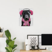 Poster Labrador Noir Avec Bouteilles Oreilles (Bureau à domicile)