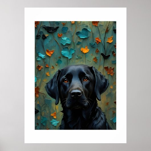 Poster Labrador noir en Feuille (Devant)
