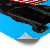 Poster Labrador noir tenant un drapeau américain drôle do (Coin)