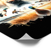 Poster Labrador Retriever avec canards colverts chassant (Coin)