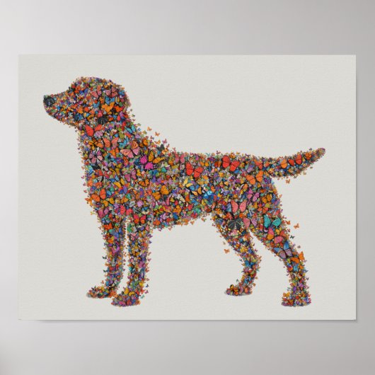 Poster Labrador Retriever Butterfly Silhouette Dog Lover (Devant)
