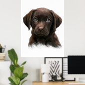Poster Labrador Retriever Chocolat (Bureau à domicile)