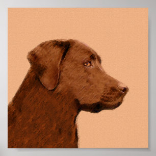 Poster Labrador Retriever (Chocolat) Peinture - Chien Art