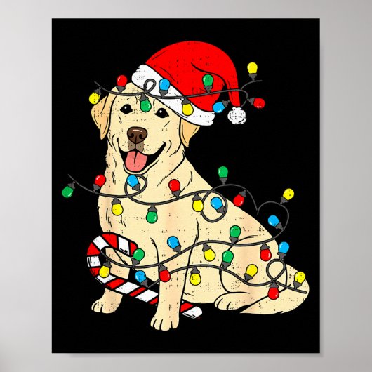 Poster Labrador Retriever Dog Christmas Lights Xmas Pet D (Devant)