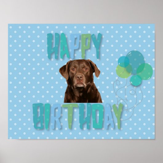 Poster Labrador Retriever Dog Joyeux anniversaire (Devant)