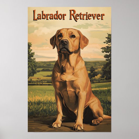 Poster Labrador Retriever Dog Vintage Art (Devant)