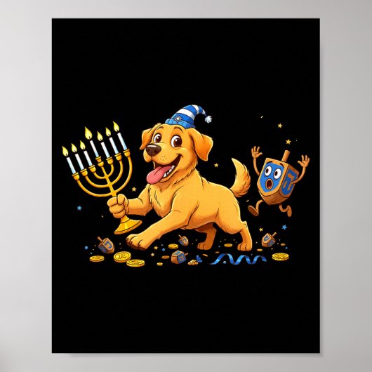 Poster Labrador Retriever Dreidel Menorah Hanukkah Kids W (Devant)