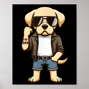 Poster Labrador Retriever I Love Papa Funny Chien Tattoo