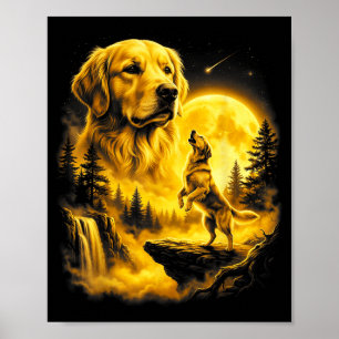 Poster Labrador Retriever Jaune Hurlement à l'Art de la L