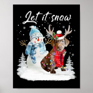 Poster Labrador Retriever Père Noël Chien Noël Snowman Xm