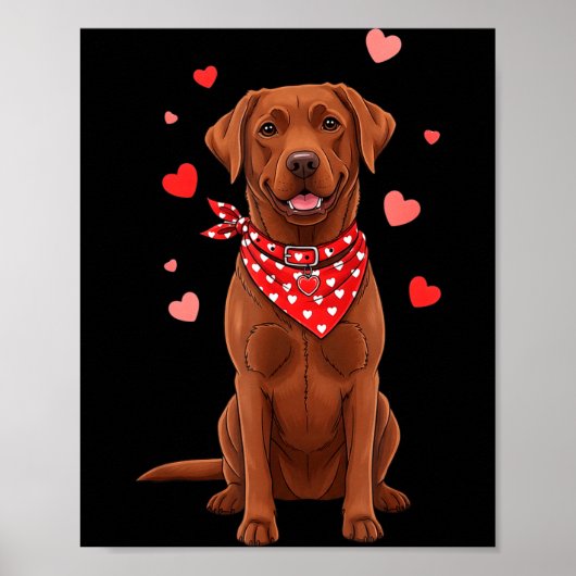 Poster Labrador Retriever Saint-Valentin Amoureux des chi (Devant)