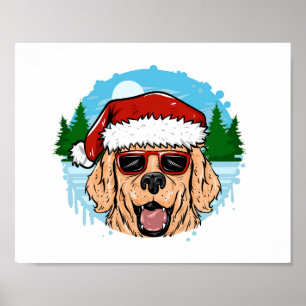 Poster Labrador Retriever santa claus a fait une illustra