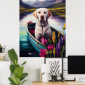 Poster Labrador sur une rame : une aventure Pittoresque (Bureau à domicile)