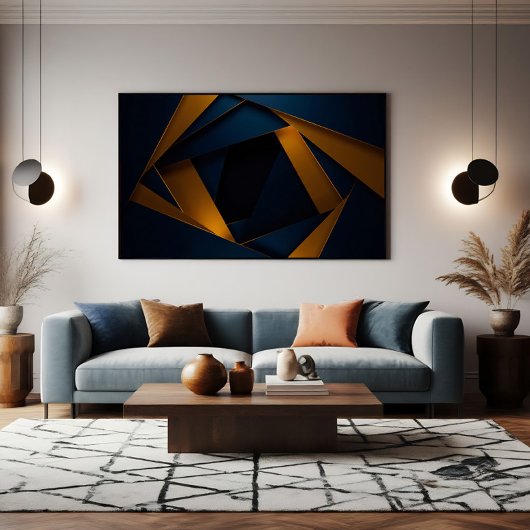 Poster Labyrinthe Bleu Doré
