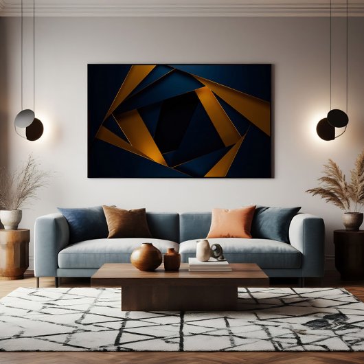 Poster Labyrinthe Bleu Doré