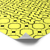 Poster Labyrinthe hexagonal jaune (Coin)