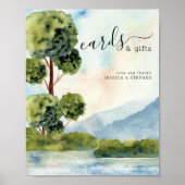 Poster Lac À feuillage persistant Watercolor Cartes de ma (Devant)