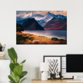 Poster Lac alpin au coucher du soleil (Bureau à domicile)