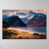 Poster Lac alpin au coucher du soleil (Devant)