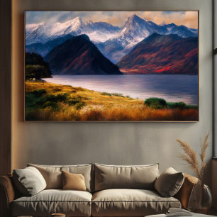Poster Lac alpin au coucher du soleil