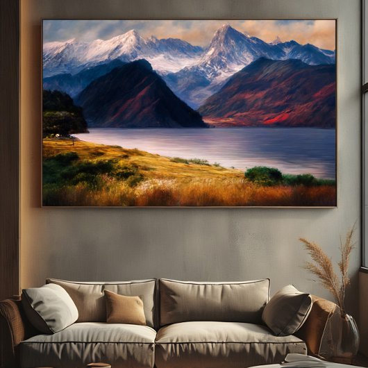 Poster Lac alpin au coucher du soleil