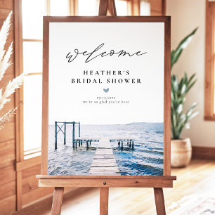 Poster Lac aquarelle Bienvenue à la fête de mariage