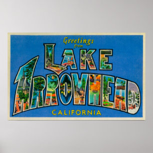 Poster Lac Arrowhead, Californie - Scènes de grandes lett