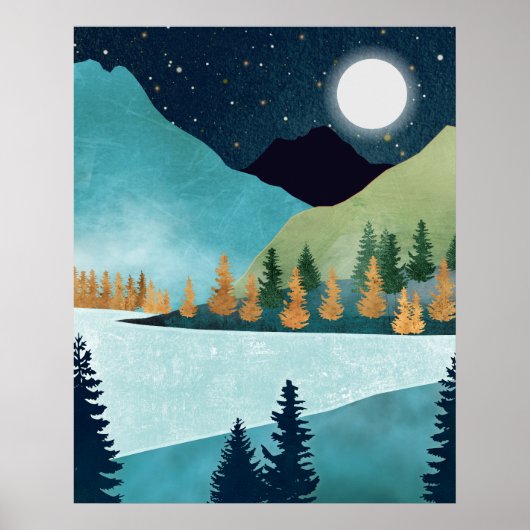 Poster Lac au lever de lune (Devant)