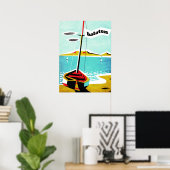 Poster Lac Balaton, bateau de pêche sur la côte, Hongrie (Bureau à domicile)