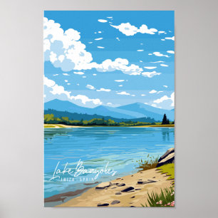 Poster Lac Banyoles Ibiza Espagne lieu de voyage vintage