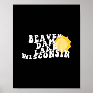 Poster Lac Beaver Dam Wisconsin Wi Rétro Souvenir Vague V