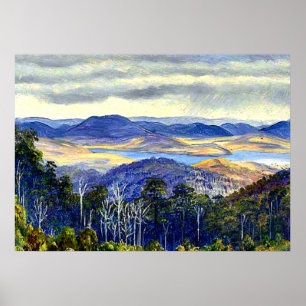 Poster Lac Biwa, Japon, peinture vintage paysage