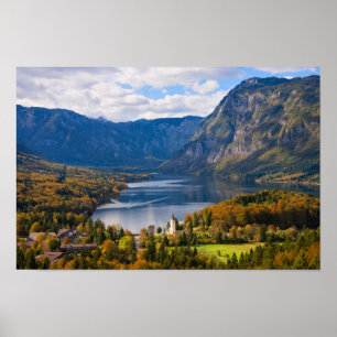 Poster Lac Bohinj en Slovénie en automne