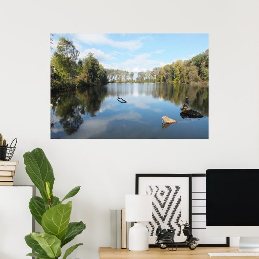 Poster Lac bordé d'arbres (Bureau à domicile)