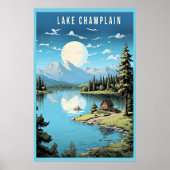 Poster Lac Champlain, illustration du Vermont, (Devant)