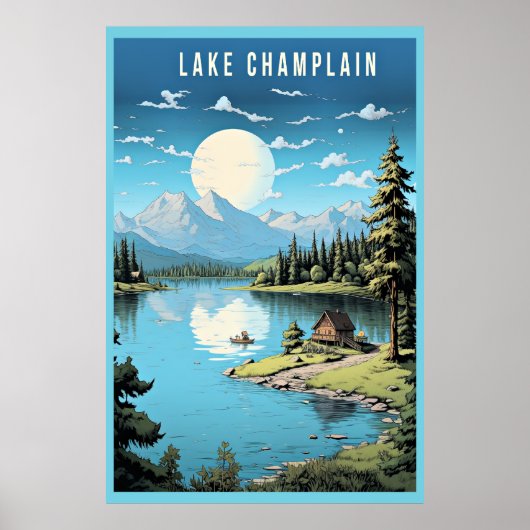 Poster Lac Champlain, illustration du Vermont, (Devant)