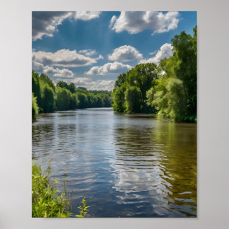 Poster lac dans la forêt
