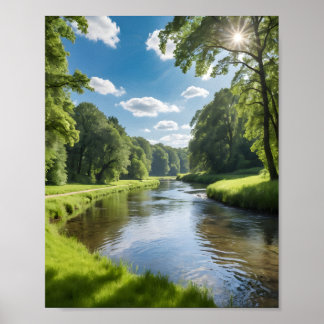 Poster Lac dans la forêt